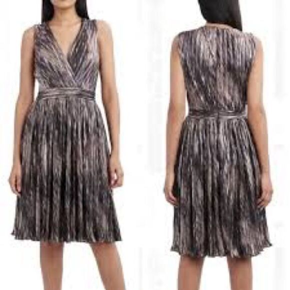 NWT womens BCBGMAXAZRIA purple gold Metallic knee length Dress size medium - Picture 1 of 10